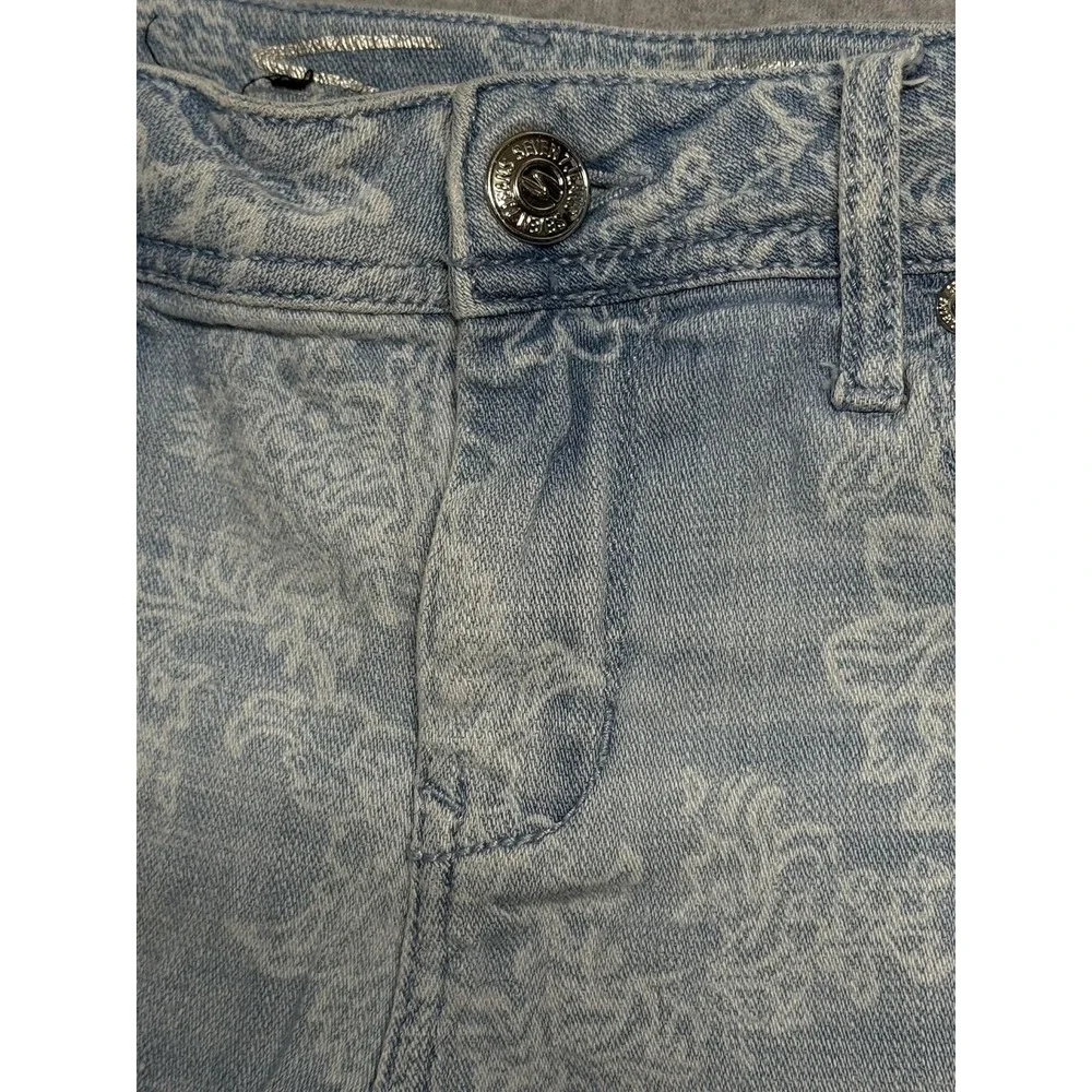 Seven 7 Denim Shorts Womens 4 Light Wash Bermuda Floral Print Stretch Bonnaro‎